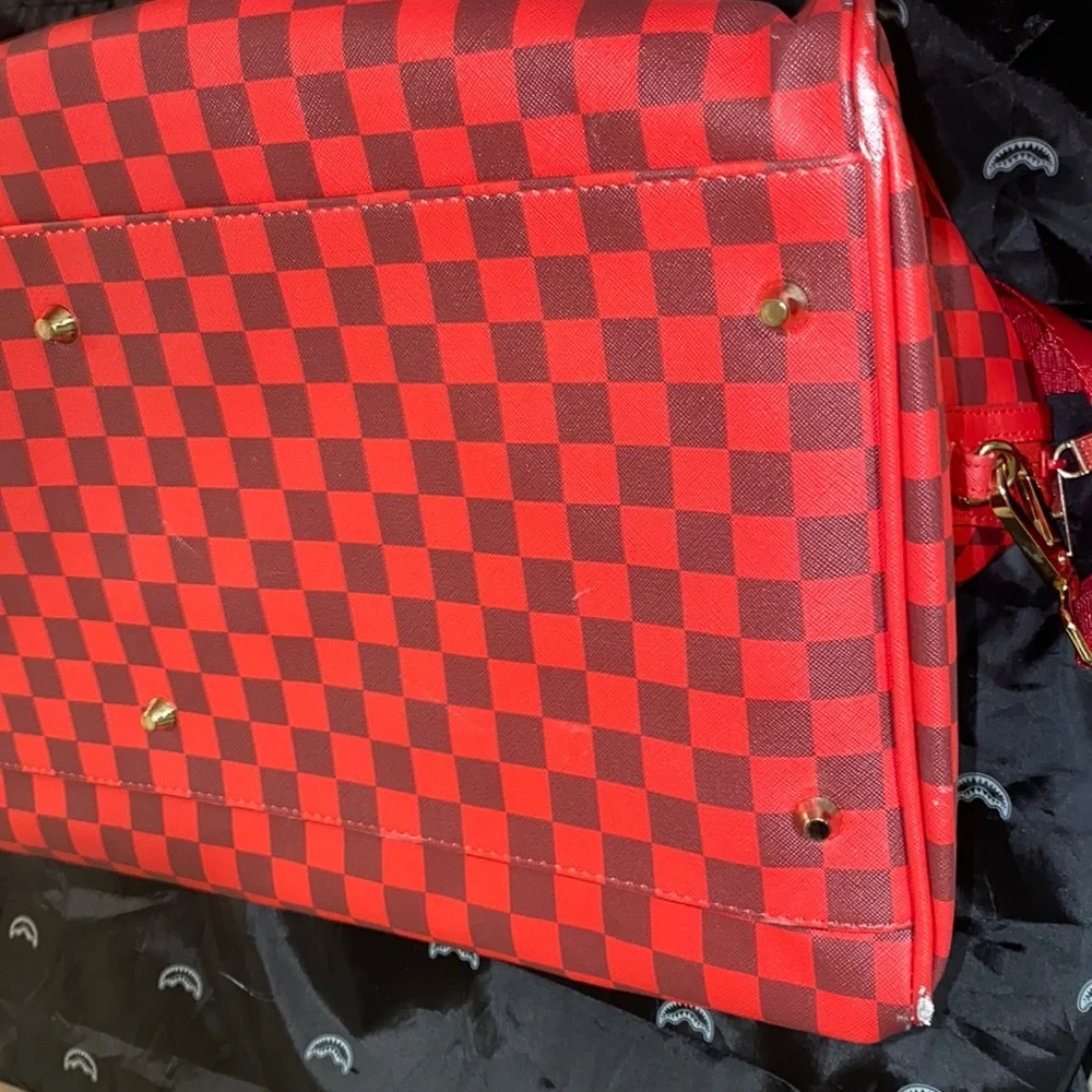 Sprayground Sharks in Paris Duffle Red Checked Edition